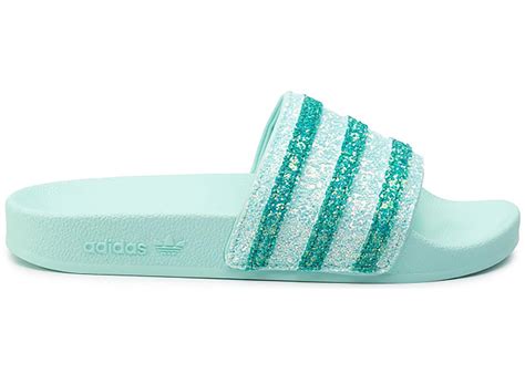 adidas schlappen damen mint glitzer|adidas pink adilette slides.